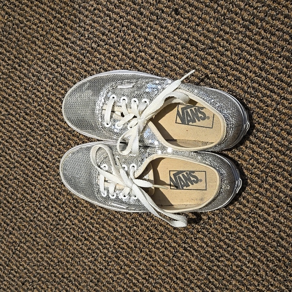 Vans silver sequin skate sneakers